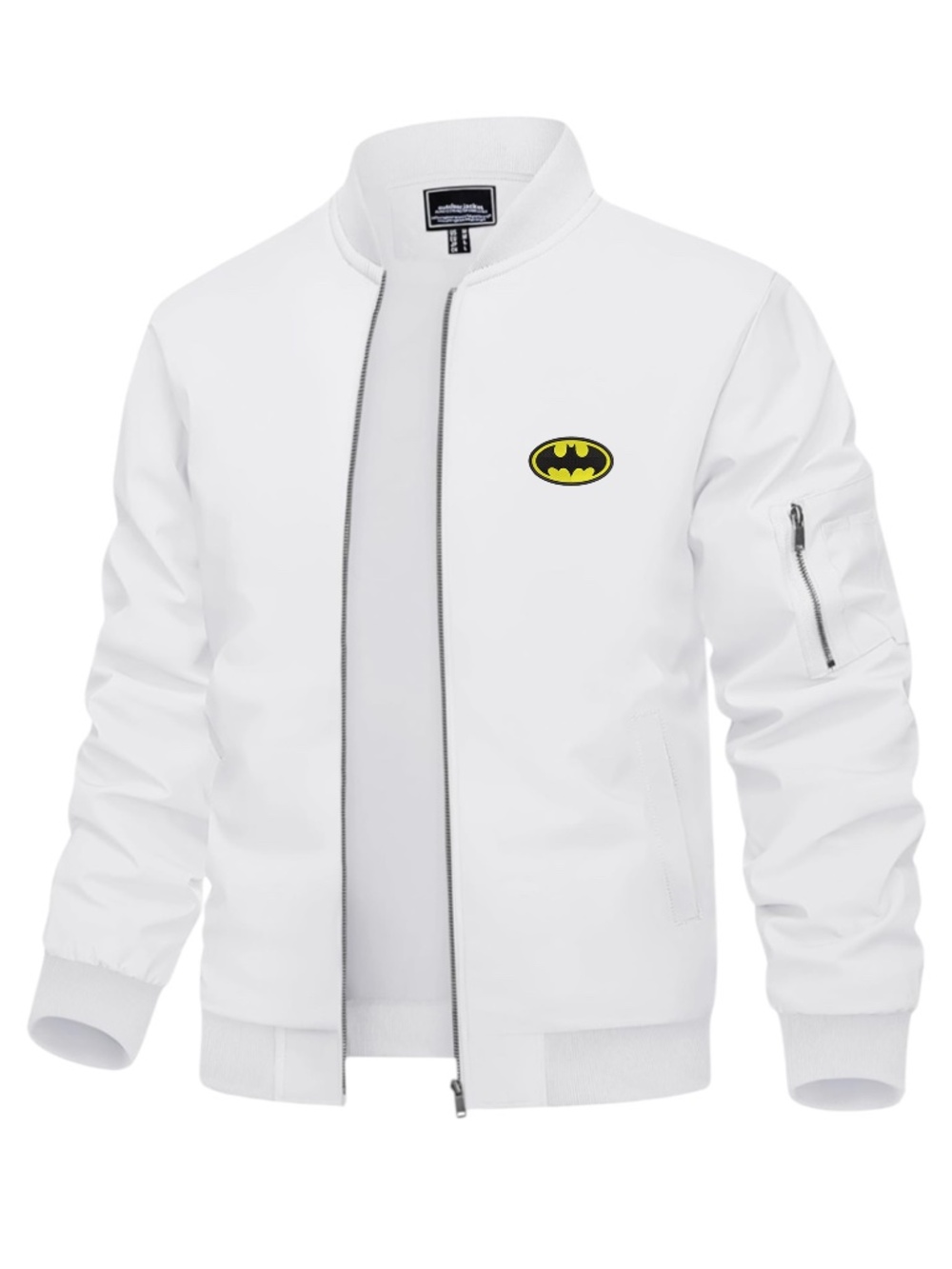 Men’s Batman Embroidered Lightweight Bomber Jacket White